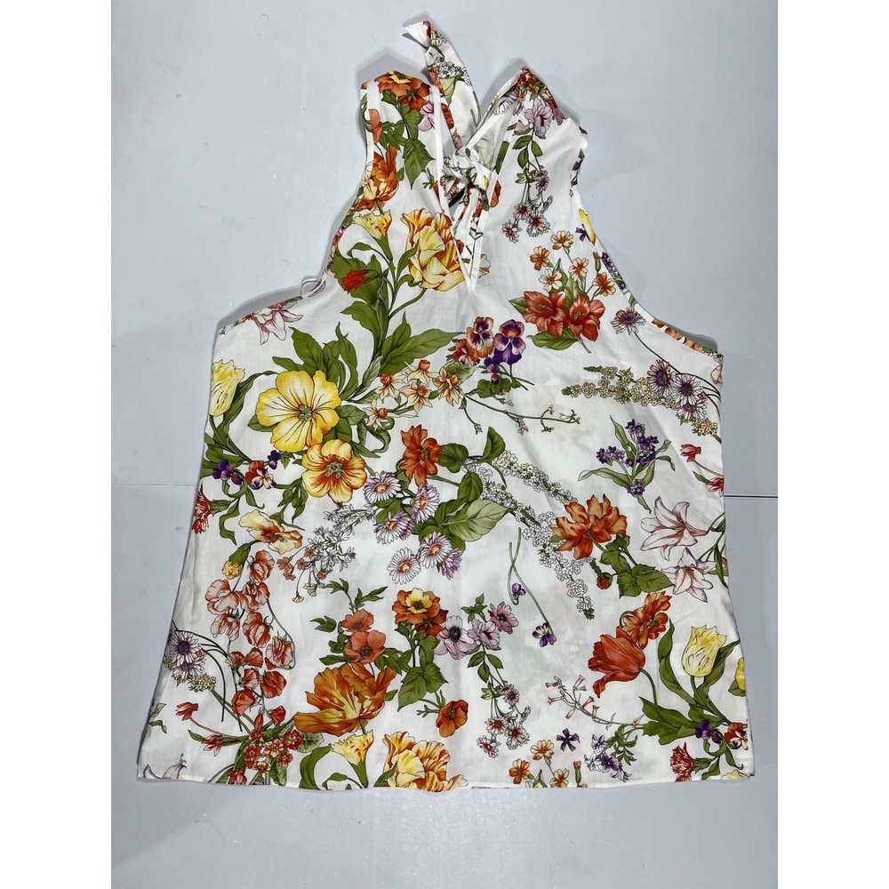 J.Crew Resort Euro Summer Beachy Retro Boho 90s Floral Halter Top Womens Small